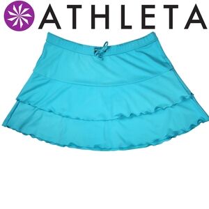 Athleta Women's Aqua Ruffled Tiered Flirt Skirt MEDIUM